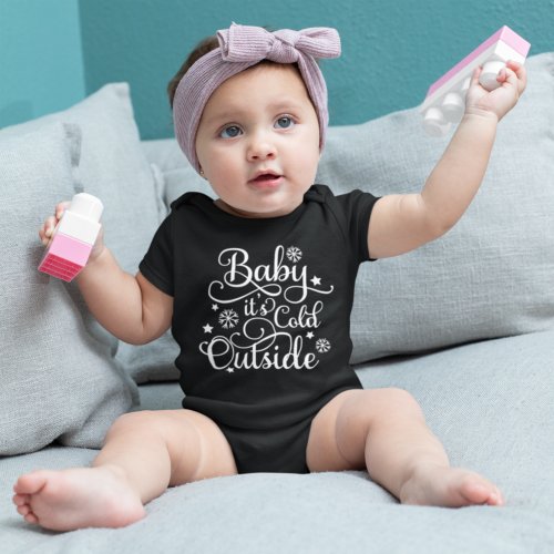 Baby Its Cold Outside Black and White Baby Bodysuit