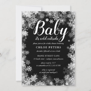 Baby it's Cold Outside Black White Baby Shower Invitation