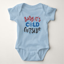 Baby It's Cold Outside Blue Baby Bodysuit