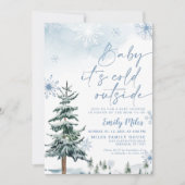 Baby it's cold outside, Blue baby shower  Invitation (Front)