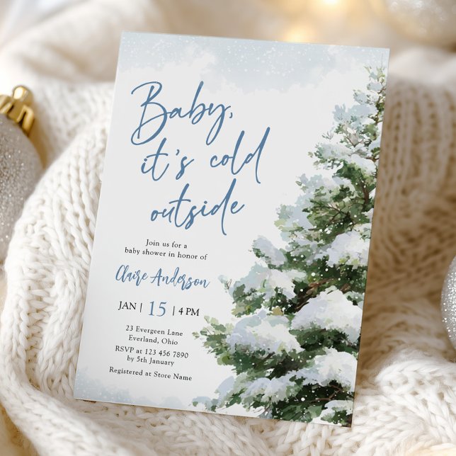Baby It's Cold Outside Blue Baby Shower Invitation (Creator Uploaded)