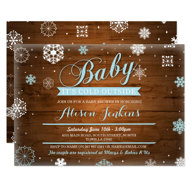 Baby It's Cold Outside Blue Baby Shower Invite