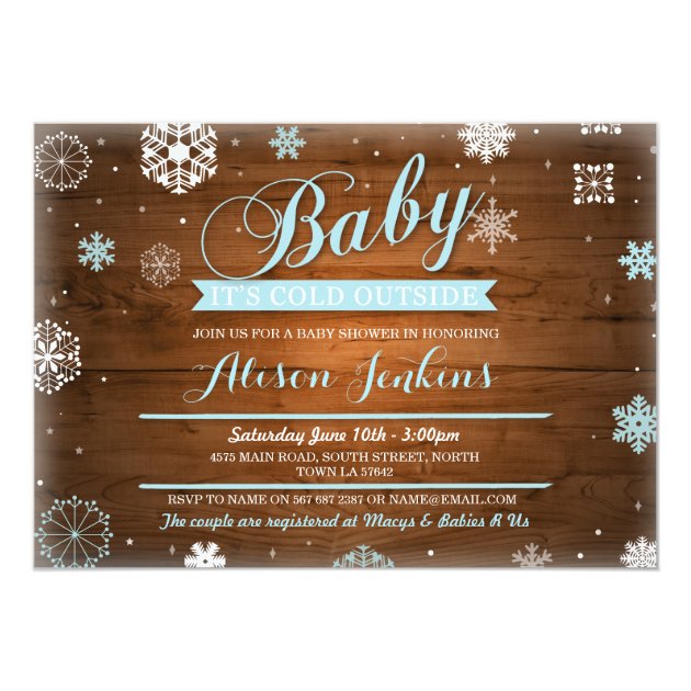 Baby It's Cold Outside Blue Baby Shower Invite