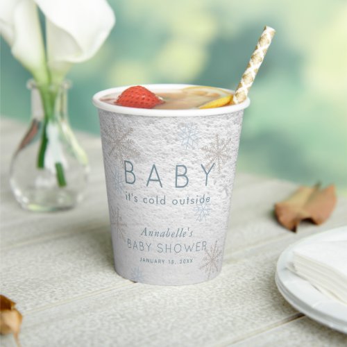 Baby Its Cold Outside Blue Baby Shower Paper Cups