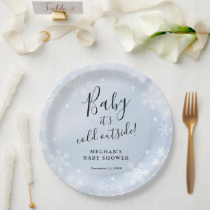 Baby It's Cold Outside Blue Baby Shower Paper Plates