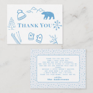 Baby It's Cold Outside Blue Baby Shower Thank You Note Card