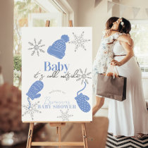 Baby It's Cold Outside Blue Baby Shower Welcome Foam Board