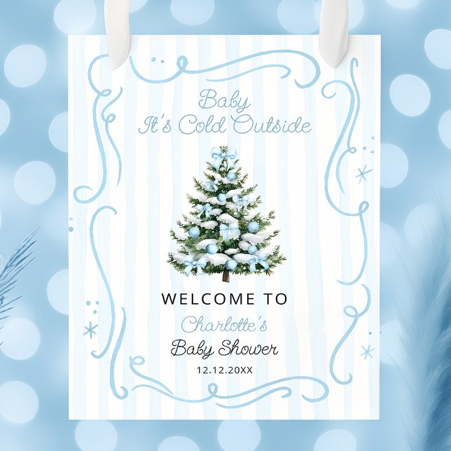 Baby It's Cold Outside Blue Baby Shower Welcome Poster (Creator Uploaded)