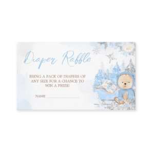 Baby Its Cold Outside Blue Bear Diaper Raffle Enclosure Card