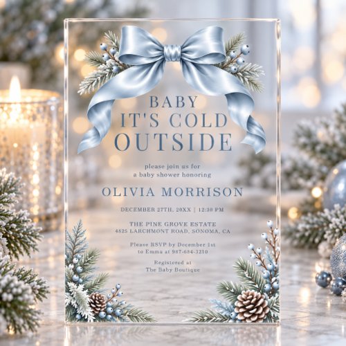 Winter Baby It's Cold Outside Blue baby shower invitation