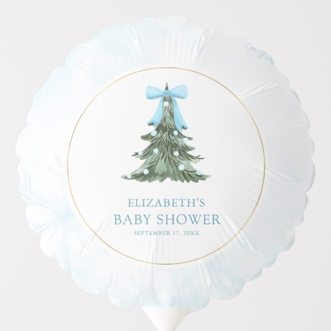 Baby It's Cold Outside Blue Bow Baby Shower Balloon (Front)