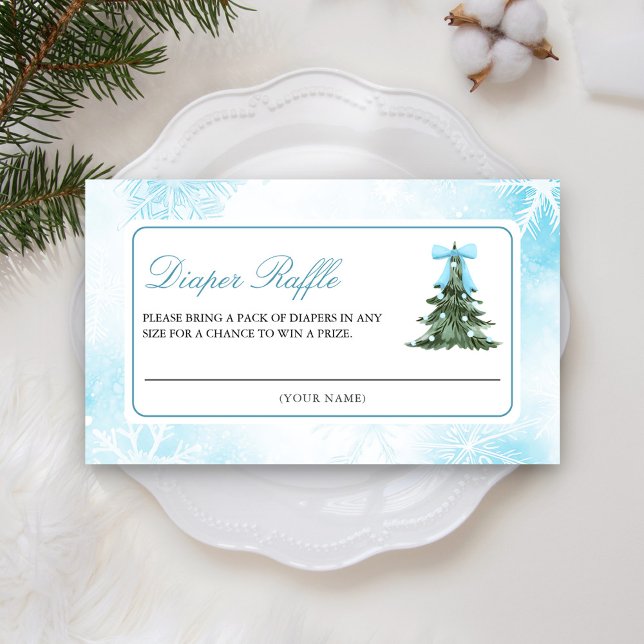 Baby It's Cold Outside Blue Bow Diaper Raffle Enclosure Card (Creator Uploaded)