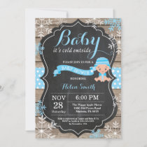 Baby its Cold Outside Blue Boy Baby Shower Invitation