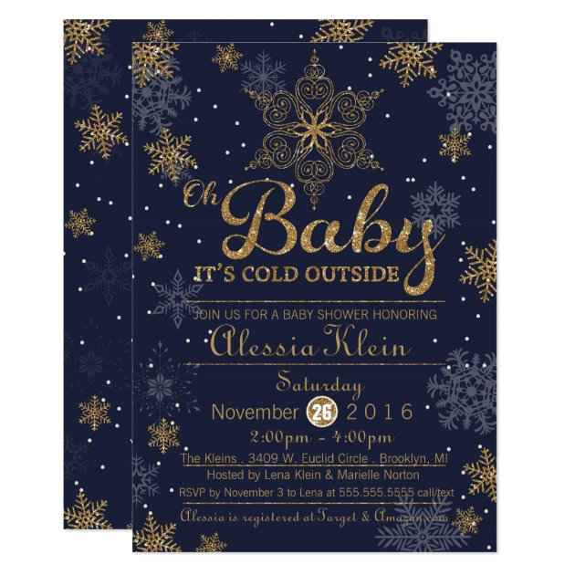 Baby It's Cold Outside, Blue Boy Shower Invitation