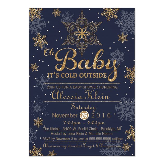 Baby It's Cold Outside, Blue Boy Shower Invitation