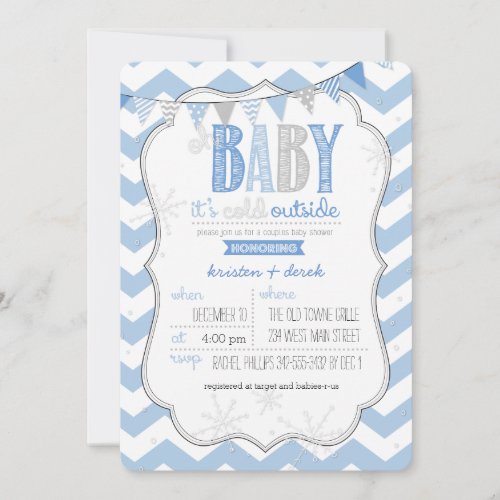 Baby Its Cold Outside Blue Couples Shower Invite