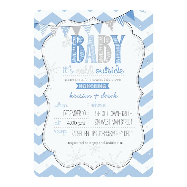 Baby It's Cold Outside Blue Couples Shower Invite