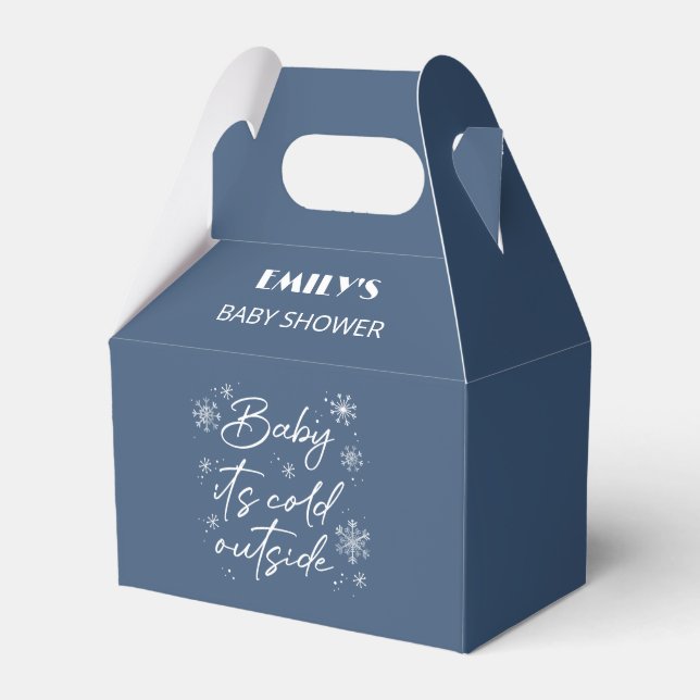 Baby It's Cold Outside Blue Favor Boxes (Front Side)