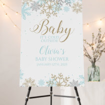 Baby It's Cold Outside Blue Gold Baby Shower Foam Board