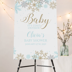 Baby It's Cold Outside Blue Gold Baby Shower Foam Board