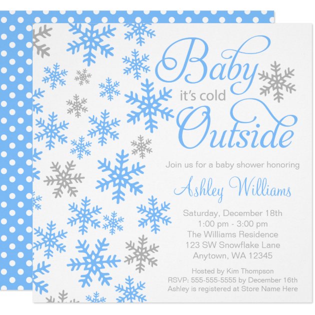 Baby It's Cold Outside Blue Gray Baby Shower Invitation