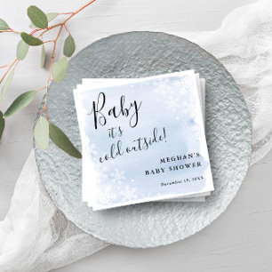 Baby It's Cold Outside Blue Personalized Napkins