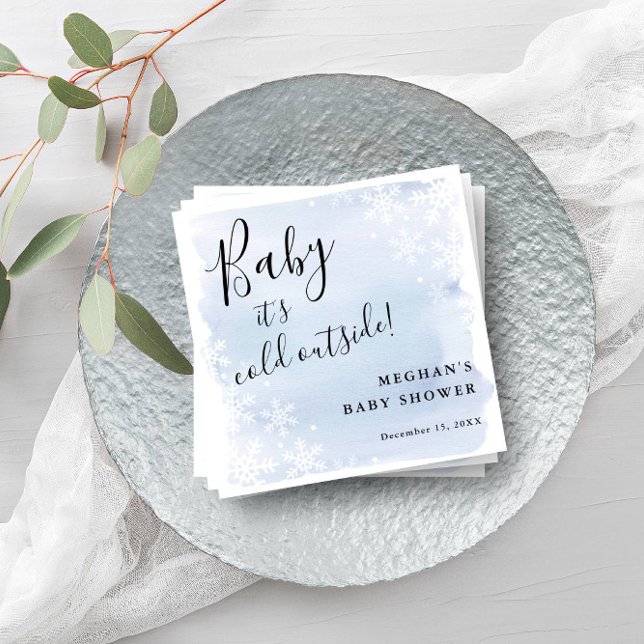 Baby It's Cold Outside Blue Personalized Napkins (Creator Uploaded)