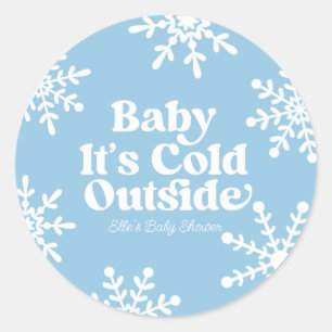 Baby It's Cold Outside Blue Snowflake Baby Shower Classic Round Sticker