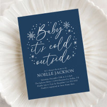 Baby it's Cold Outside Blue Snowflake Baby Shower Invitation