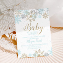 Baby It's Cold Outside Blue Snowflake Baby Shower Invitation