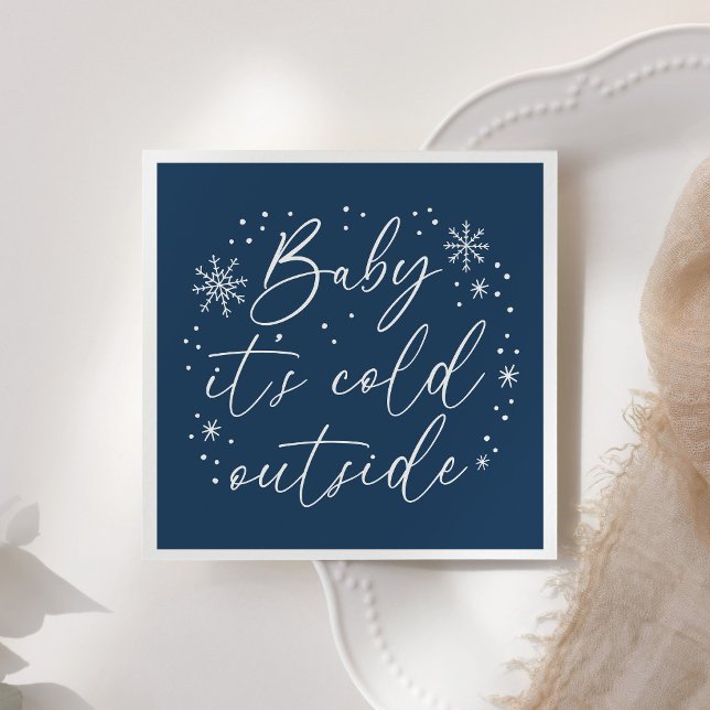 Baby It's Cold Outside Blue Snowflake Baby Shower Napkins (Creator Uploaded)