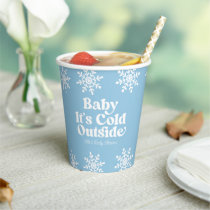 Baby It's Cold Outside Blue Snowflake Baby Shower Paper Cups