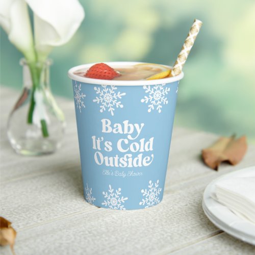 Baby Its Cold Outside Blue Snowflake Baby Shower Paper Cups