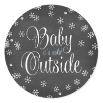 Baby It's Cold Outside Blue Snowflakes Baby Shower Classic Round Sticker