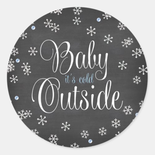 Baby Its Cold Outside Blue Snowflakes Baby Shower Classic Round Sticker