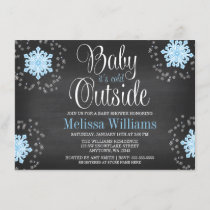 Baby It's Cold Outside Blue Snowflakes Baby Shower Invitation