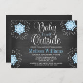 Baby It's Cold Outside Blue Snowflakes Baby Shower Invitation (Front/Back)