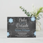 Baby It's Cold Outside Blue Snowflakes Baby Shower Invitation (Standing Front)