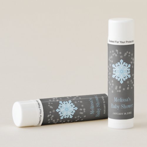 Baby Its Cold Outside Blue Snowflakes Baby Shower Lip Balm