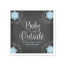 Baby It's Cold Outside Blue Snowflakes Baby Shower Napkins