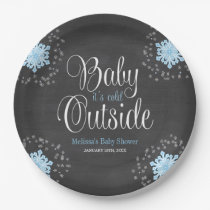 Baby It's Cold Outside Blue Snowflakes Baby Shower Paper Plates