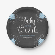 Baby It's Cold Outside Blue Snowflakes Baby Shower Paper Plates