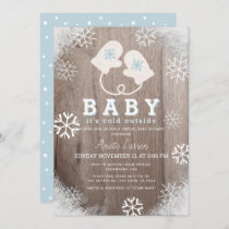 Baby Its Cold Outside Blue Virtual Baby Shower Invitation