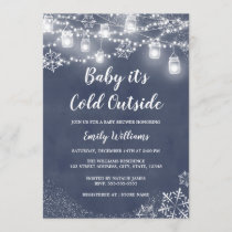 Baby it's Cold Outside Blue Winter Baby Shower Invitation