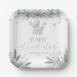Baby It's Cold Outside Blue Winter Baby Shower Paper Plates