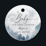 Baby It's Cold Outside Blue Winter Shower Favor Tags<br><div class="desc">Rustic baby shower favor tag featuring watercolor illustration of snowy mountain with pine tree forest and blue snowflakes. The text says "baby it's cold outside." Perfect for a winter baby shower.</div>