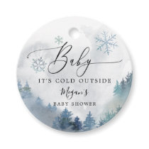 Baby It's Cold Outside Blue Winter Shower Favor Tags