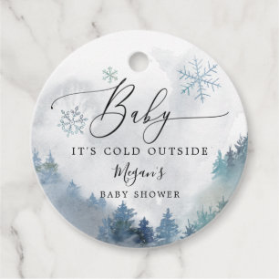 Baby It's Cold Outside Blue Winter Shower Favor Tags