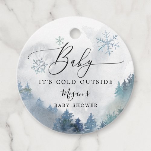 Baby Its Cold Outside Blue Winter Shower Favor Tags