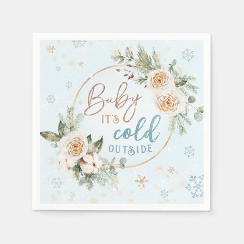 Baby Its Cold Outside Blue Winter Shower Sprinkle Napkins